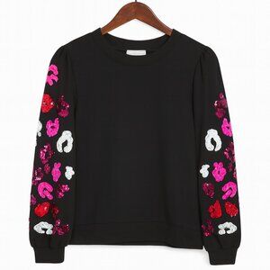 Savida Sequin Floral Sleeve Sweatshirt – Size Small (EU 38)